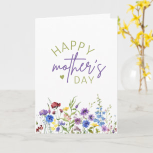 Tarjeta Feliz Día de la Madre Elegantes Flores Silvestres 