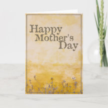 Feliz Día de la Madre en prado de flores vintage -