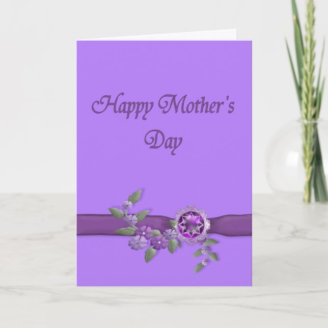 Tarjeta Feliz Día de la Madre en Púrpura (Anverso)