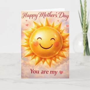 Tarjeta Feliz Día de la Madre, eres mi sol linda sonrisa