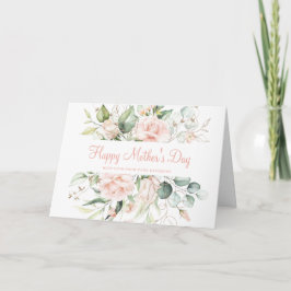 Tarjeta Feliz Día de la Madre Faux Gold Rubor Pink Floral