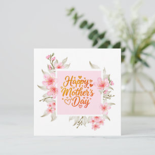 Tarjeta Feliz Día de la Madre Flor de Cerezo Rosa