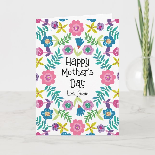 Tarjeta Feliz Día de la Madre Floral  (Anverso)