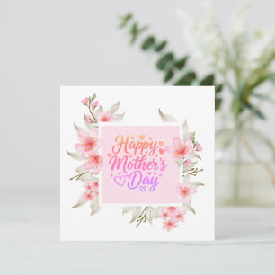 Tarjeta Feliz Día de la Madre Floral de Flor de Cerezo Ros