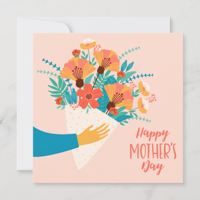 Tarjeta Feliz Día de la Madre // Floral en Blanco Lindo (Anverso)