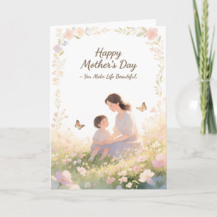 Tarjeta Feliz Día de la Madre Floral Hermoso