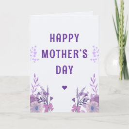 Tarjeta Feliz Día de la Madre Floral Púrpura Elegante