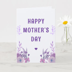 Tarjeta Feliz Día de la Madre Floral Púrpura Elegante