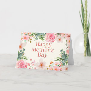 Tarjeta Feliz día de la madre Flores acuarela