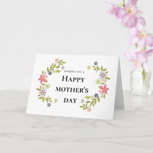 Tarjeta Feliz Día de la Madre Flores Coloridas Saludando