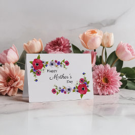 Tarjeta Feliz Día de la Madre Flores de Adormidera Rojas