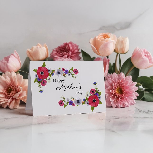 Tarjeta Feliz Día de la Madre Flores de Adormidera Rojas (Subido por el creador)