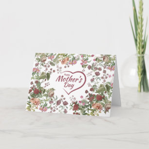 Tarjeta Feliz Día de la Madre Flores Vintage 