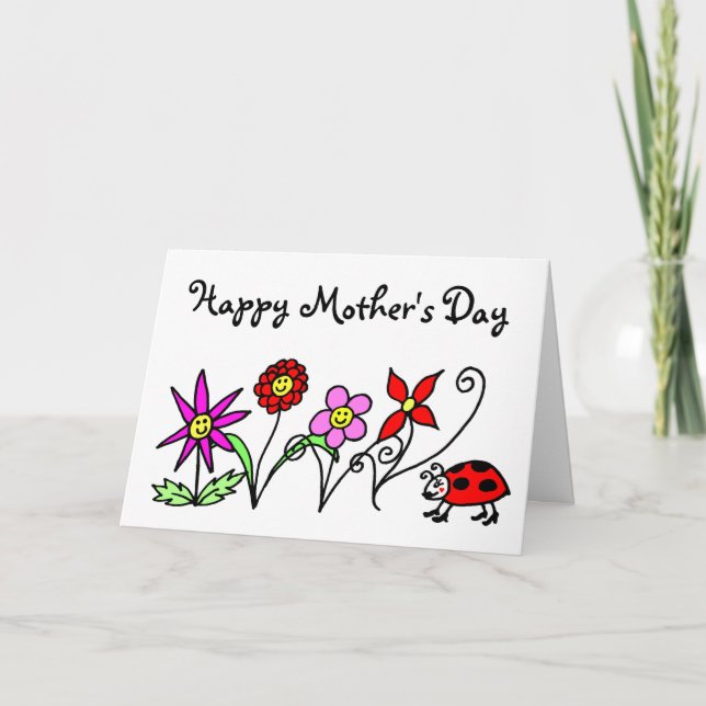 Tarjeta Feliz Día de la Madre Florido (Anverso)
