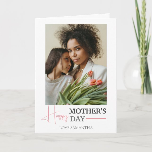 Tarjeta Feliz Día de la Madre | Foto de escritura moderna  (Anverso)