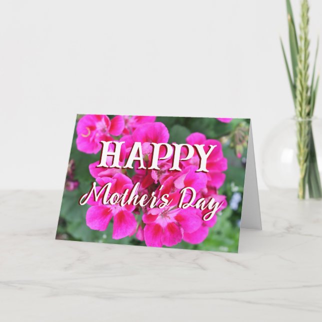 Tarjeta Feliz Día de la Madre Foto de Flor Rosa (Anverso)