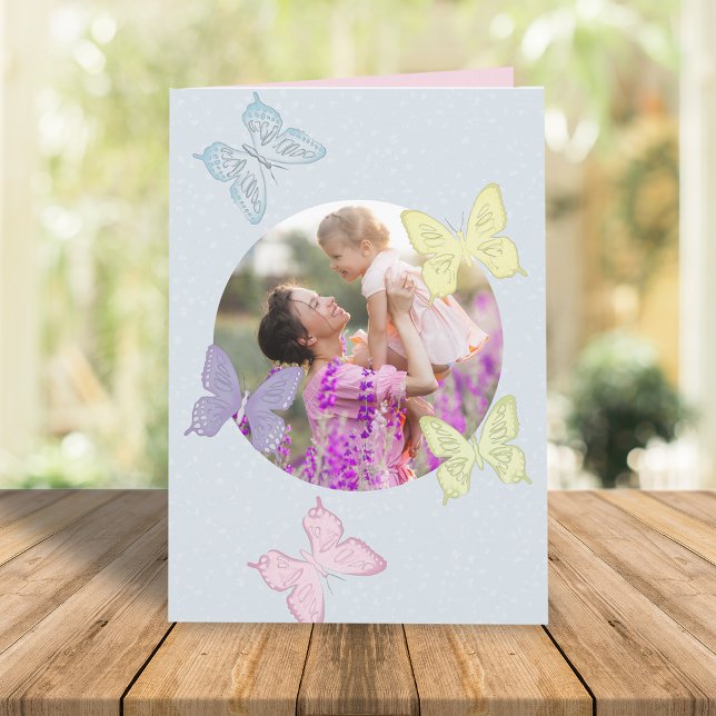 Tarjeta Feliz Día de la Madre Foto Pastel Cute Butterflies (Subido por el creador)