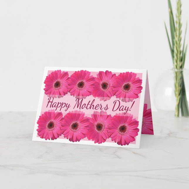Tarjeta Feliz Día de la Madre Fresco Gerber Daisies Rosa (Anverso)