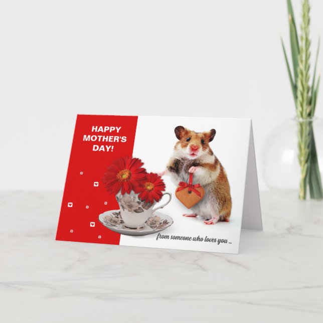 Tarjeta Feliz Día de la Madre. Funny Hamster Personalizado (Anverso)