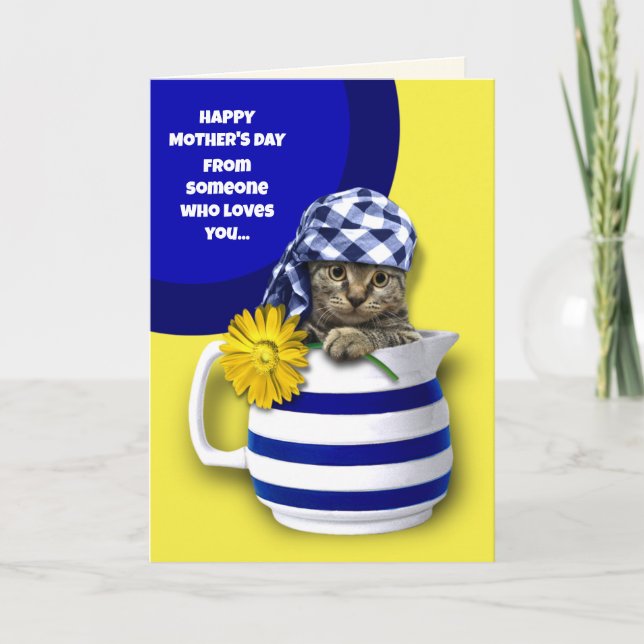 Tarjeta Feliz Día de la Madre. Funny Kitten Personalizado  (Anverso)