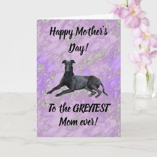 Tarjeta Feliz día de la madre galgo  (Orquídea)