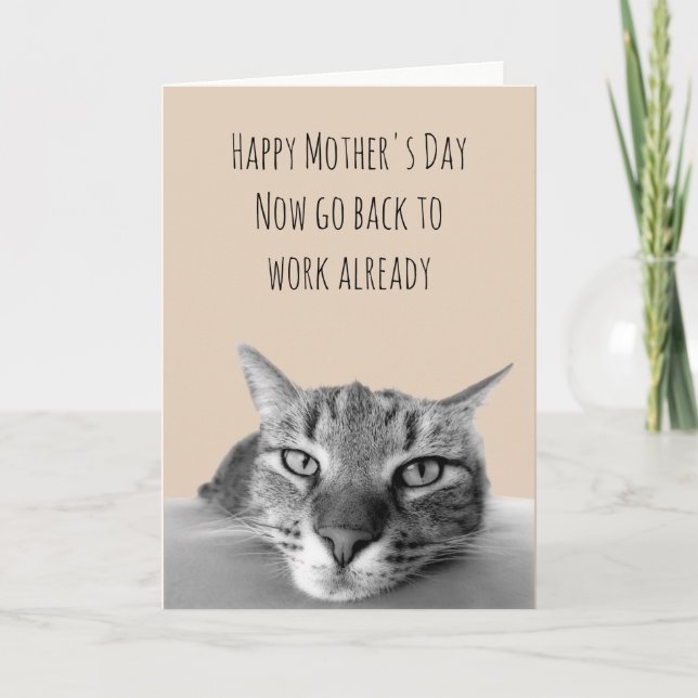 Tarjeta Feliz Día de la Madre Gato Gruñón del Distanciamie (Anverso)
