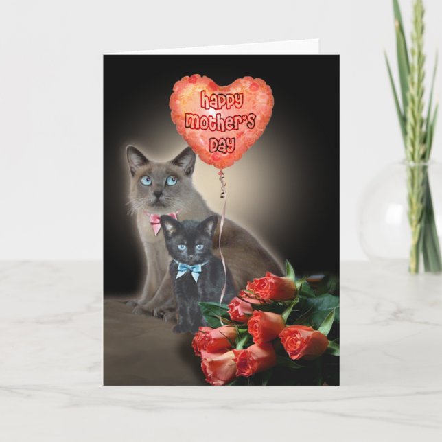 Tarjeta Feliz Día de la Madre Gatos  (Anverso)