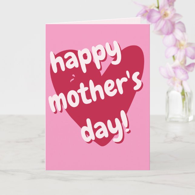 Tarjeta ¡Feliz Día de la Madre! Gran Corazón Rosa (Orquídea)