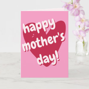 Tarjeta ¡Feliz Día de la Madre! Gran Corazón Rosa