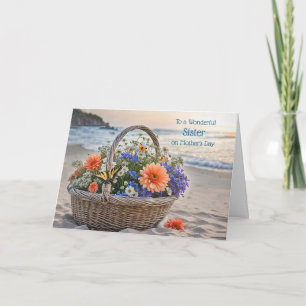 Tarjeta Feliz Día de la Madre hermana con cesta bonita 