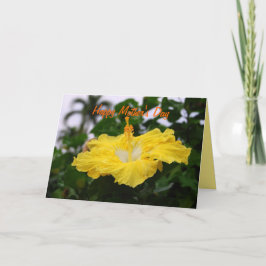 Tarjeta Feliz Día de la Madre Hibiscus amarillo profundo