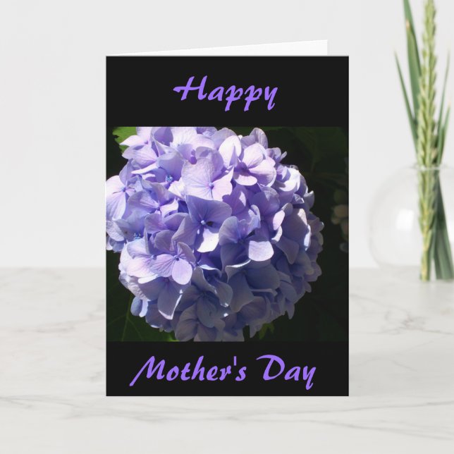 Tarjeta Feliz Día de la Madre - Hydrangea Azul (Anverso)