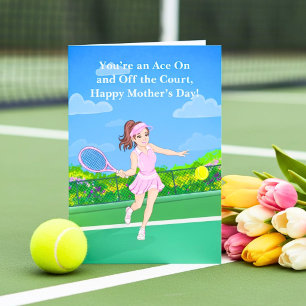 Tarjeta Feliz Día de la Madre Jugadora de Tenis Mamá