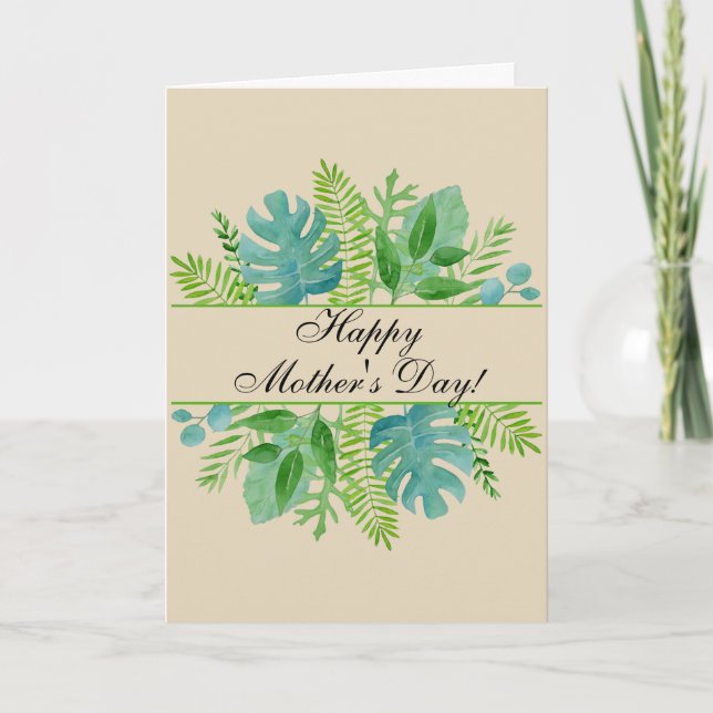 Tarjeta Feliz Día de la Madre La vegetación deja la acuare (Anverso)