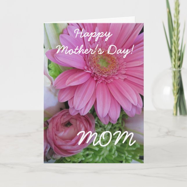 Tarjeta Feliz Día de la Madre-M-Floral rosa (Anverso)