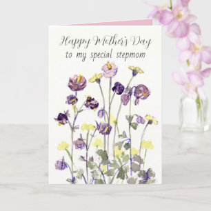 Tarjeta Feliz Día de la Madre Madrastra Flores