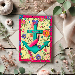 Tarjeta Feliz Día de la Madre, madre floral de Bonito