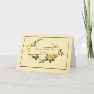 Tarjeta Feliz Día de la Madre Madrina con rosa amarillo