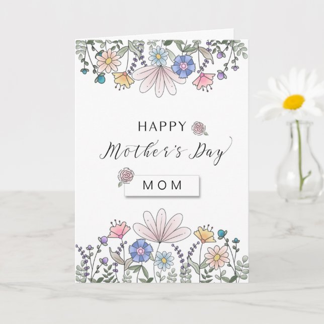 Tarjeta Feliz Día de la Madre MAMÁ con flores acuáticas (Planta pequeña)