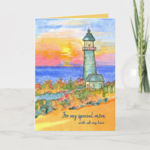 Tarjeta Feliz Día de la Madre Mamá Faro Amanecer