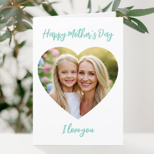 Tarjeta Feliz Día de la Madre Mamá Foto Corazón Adorable V