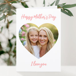 Tarjeta Feliz Día de la Madre Mamá Foto Corazón Lindo Cora