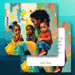Tarjeta Feliz Día de la Madre | Mamá y tres niños