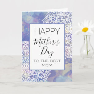 Tarjeta Feliz Día de la Madre Mandala Floral Lavanda Púrpu