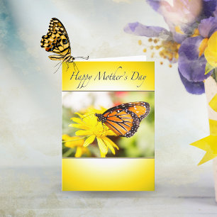Tarjeta Feliz Día de la Madre Mariposa Monarca Margarita A