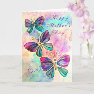 Tarjeta Feliz Día de la Madre, mariposas de primavera vola