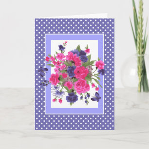 Tarjeta Feliz Día de la Madre. Mariposas y flores