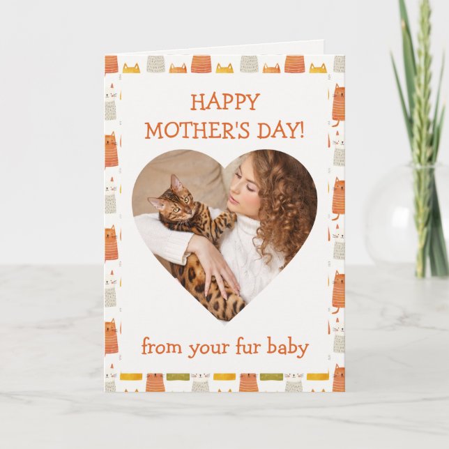 Tarjeta Feliz Día de la Madre, Mascota de gato de perro co (Anverso)