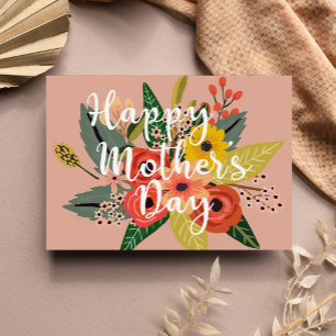Tarjeta Feliz Día de la Madre Moderno Guión Floral Colorid