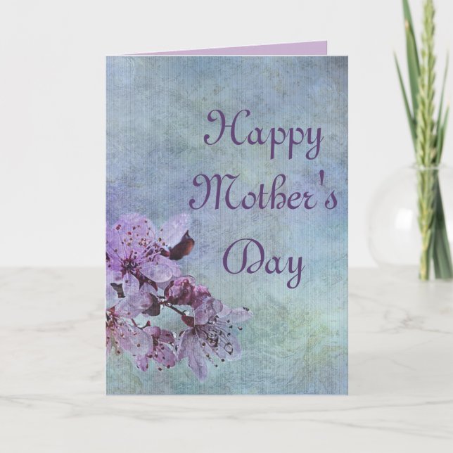 Tarjeta Feliz Día de la Madre Morado Floral (Anverso)